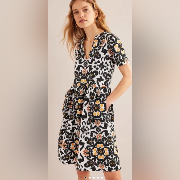 Boden - Easy Notch Neck Jersey Dress - Size 2 - Picture 3 of 4